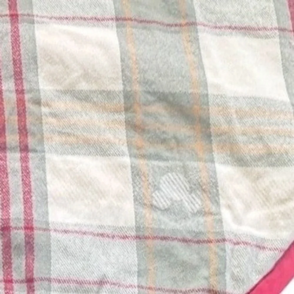 Disney Mickey Mouse Plaid Quilted Christmas Tree Skirt‎ Red Gray 52 Inch Button